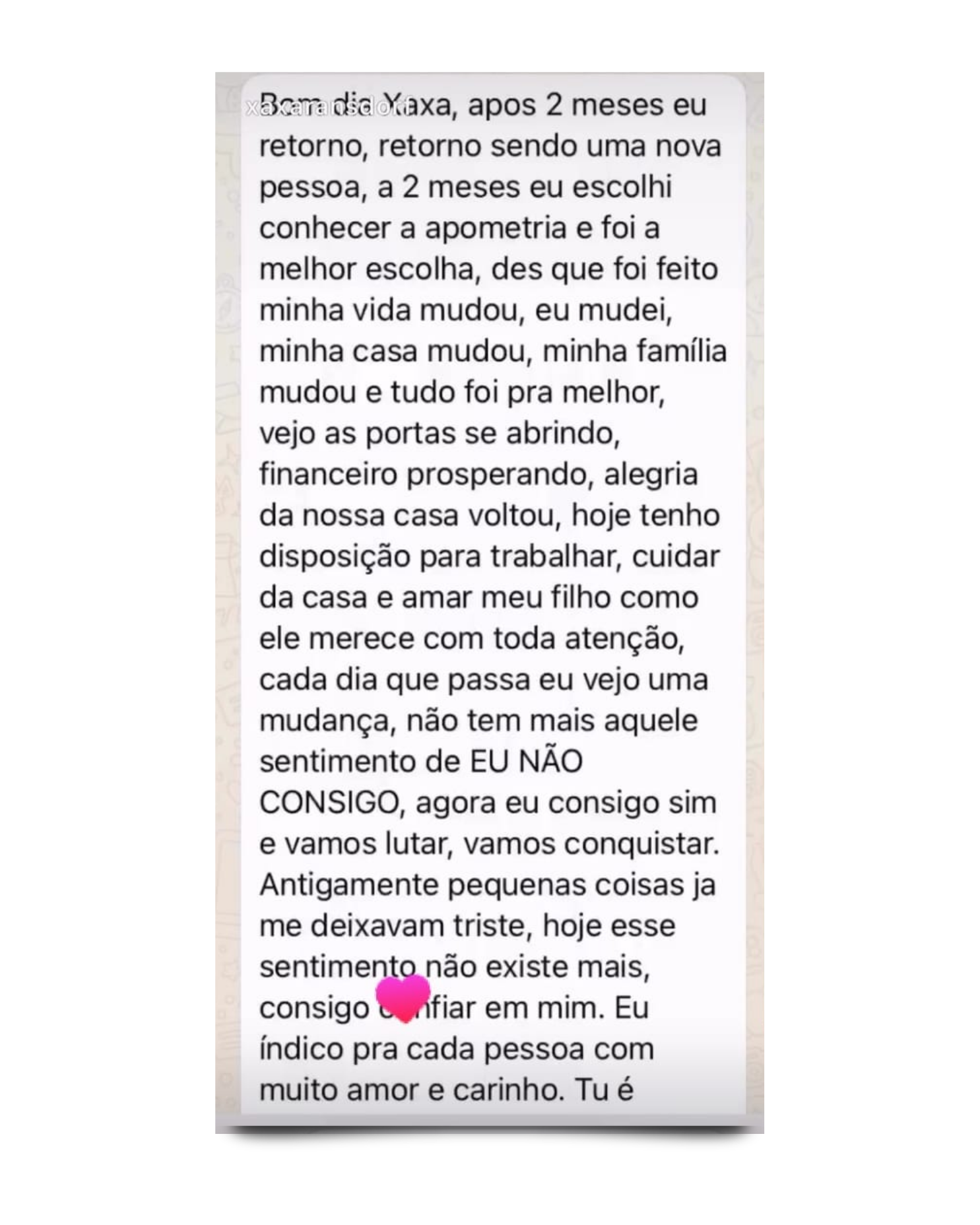 Depoimento real de uma pessoa atendida pela Xaxa — relato 6